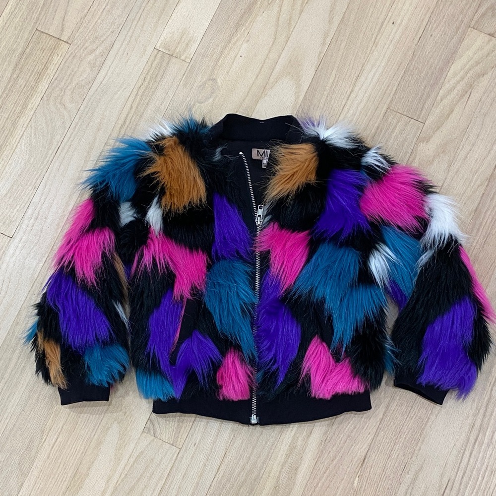 MIA Multicolor Faux Fur Kids Jacket size 5